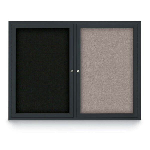 United Visual Products Corkboard, Black/Satin, 72" X36" UV406-SATIN-BLACK - main